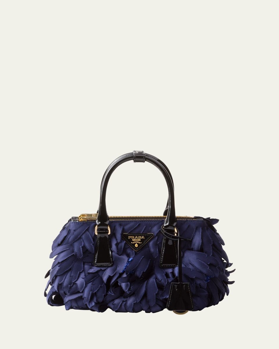 Galleria Feathered Leather Top-Handle Bag